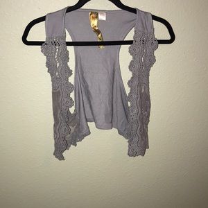 Gray knit cardigan